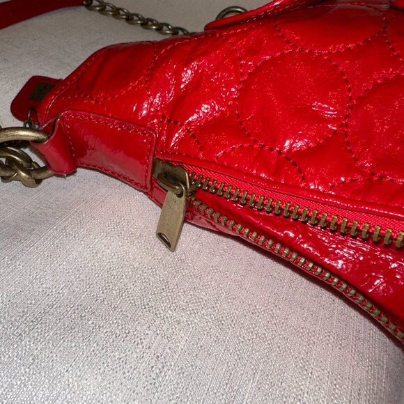Vintage Y2K Cynthia Rowley Red Quilted Patent Shoulder Bag - Picture 11 of 12